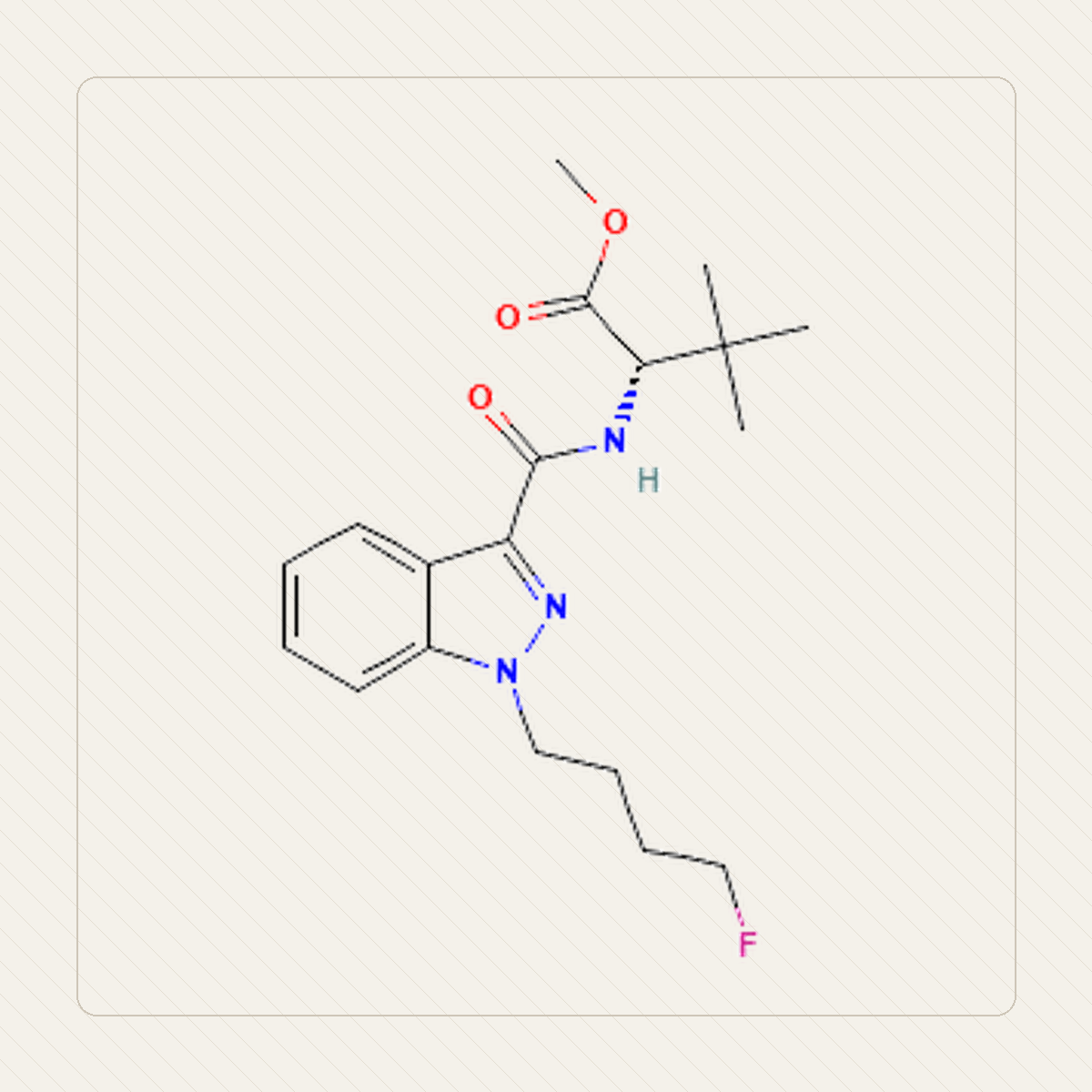 4F-MDMB-BINACA 4F-MDMB-BUTINACA, molekulistruktuuri õppeillustratsioon