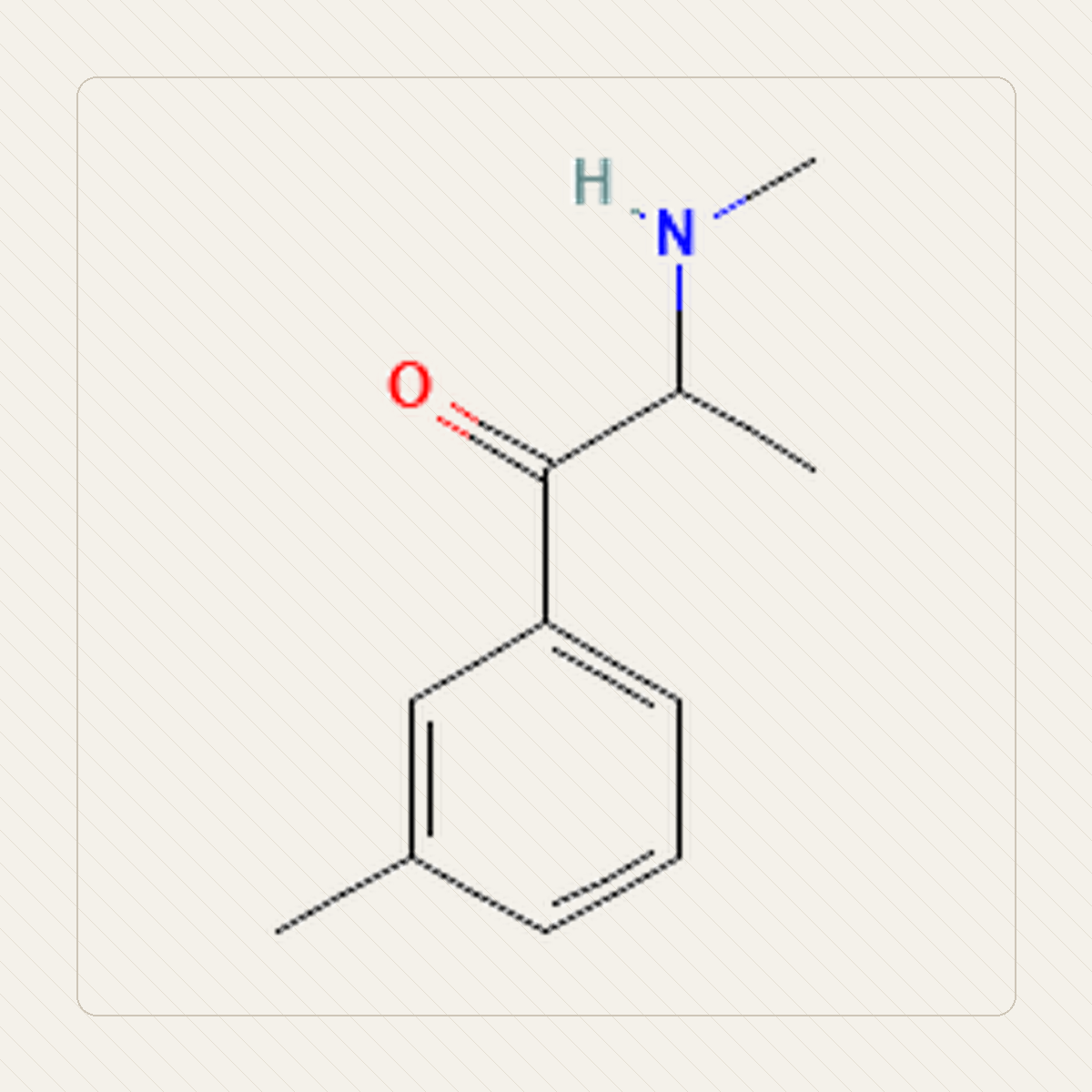 3-MMC 3-metylometkatynon, molekulistruktuuri õppeillustratsioon