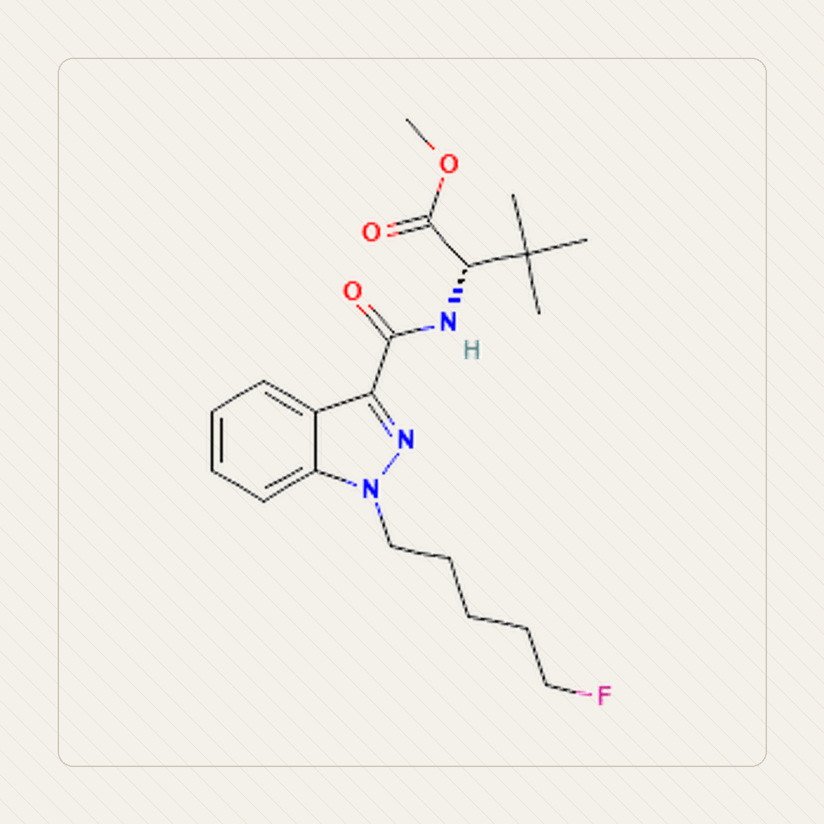 5F-MDMB-PINACA 5F-ADB, molekulistruktuuri õppeillustratsioon